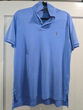 Polo Ralph Lauren Blue Pima Soft Touch Polo Shirt Size L Classic Pony